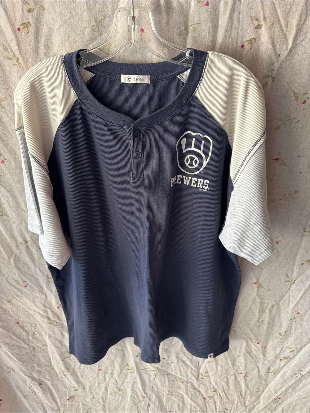 Brewers Navy Contrast Short-Sleeve Henley Tee